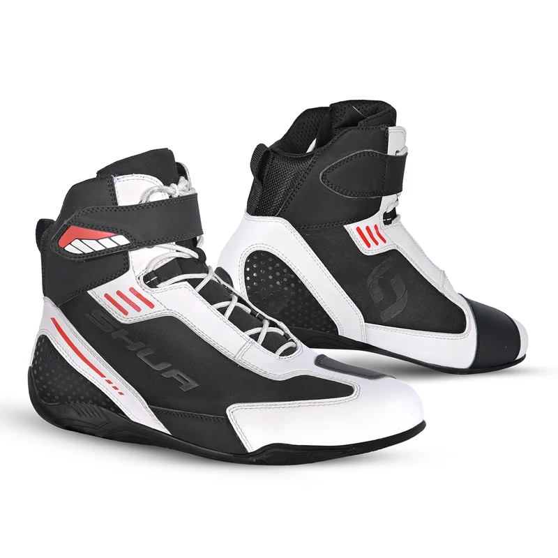 SHUA PULSE BOTAS DE MOTO NEGRO BLANCO ROJO