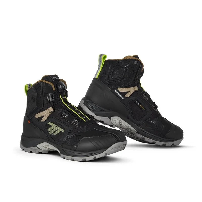 SEVENTY DEGREES SD-BA7 STELVIO BAJA BOTAS DE MOTO NEGRO ARENA AMARILLO FLUOR