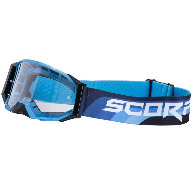 SCORPION GAFAS DE MOTOCROSS PLEXIGLAS TRANSPARENTE AZUL NEGRO E24