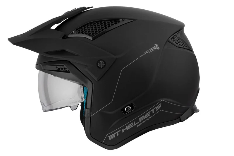 MT DISTRICT SV SOLID CARRETERA TODOTERRENO CASCO DE MOTO A1 NEGRO MATE