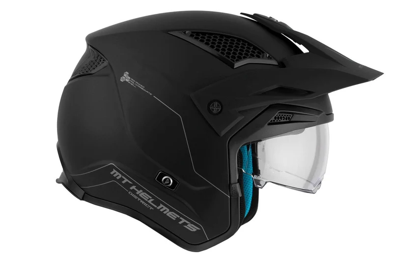 MT DISTRICT SV SOLID CARRETERA TODOTERRENO CASCO DE MOTO A1 NEGRO MATE