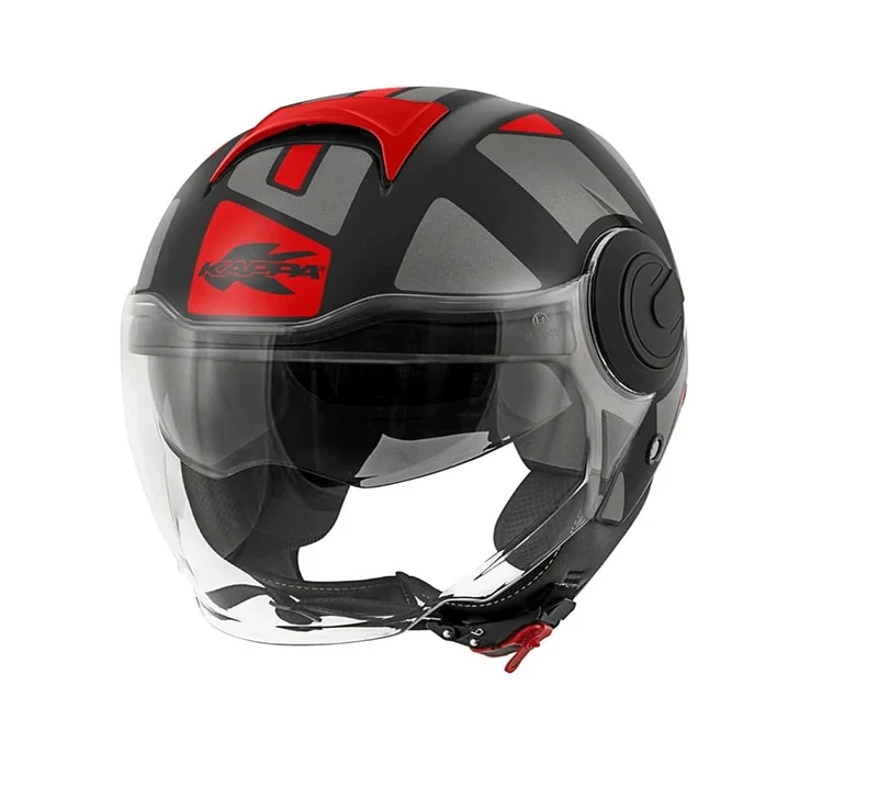 KAPPA KV 37 EVO Moto Cara Abierta Casco Titanium Rojo Mate