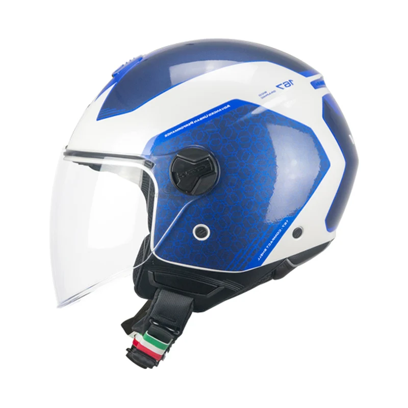 CGM 167L FLO BICO Urbano Abierto Jet Casco Blanco Azul largo