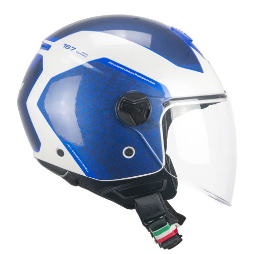 CGM 167L FLO BICO Urbano Abierto Jet Casco Blanco Azul largo