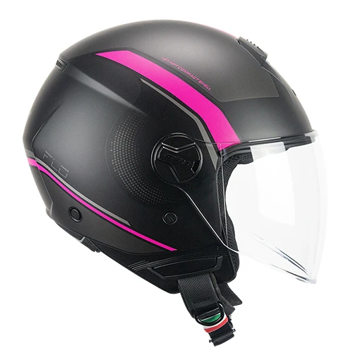 CGM 167M FLO DOT Jet Casco Negro Fucsia Fluo Mate Largo