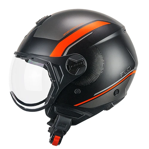 CGM 167M FLO DOT Jet Casco Negro Naranja Fluo Mate conformado