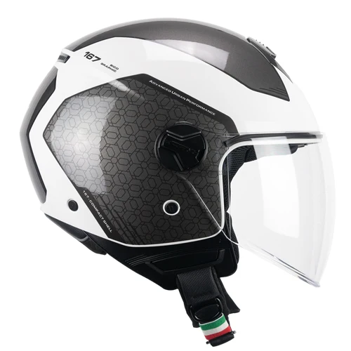 CGM 167L FLO BICO Urbano Abierto Jet Casco Blanco Gris Largo