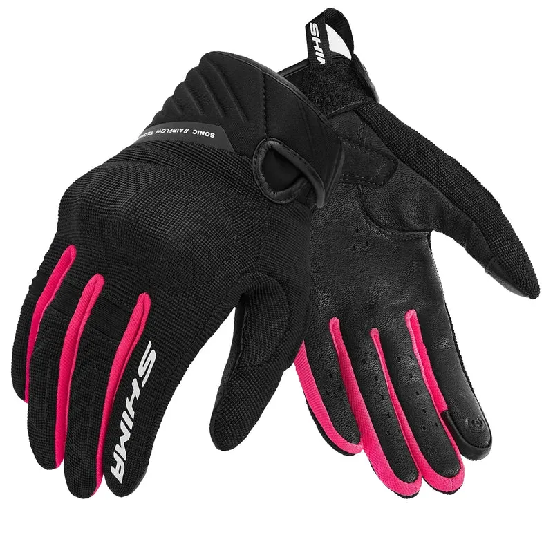 SHIMA SONIC GUANTES DE MOTO CUERO MUJER NEGRO ROSA