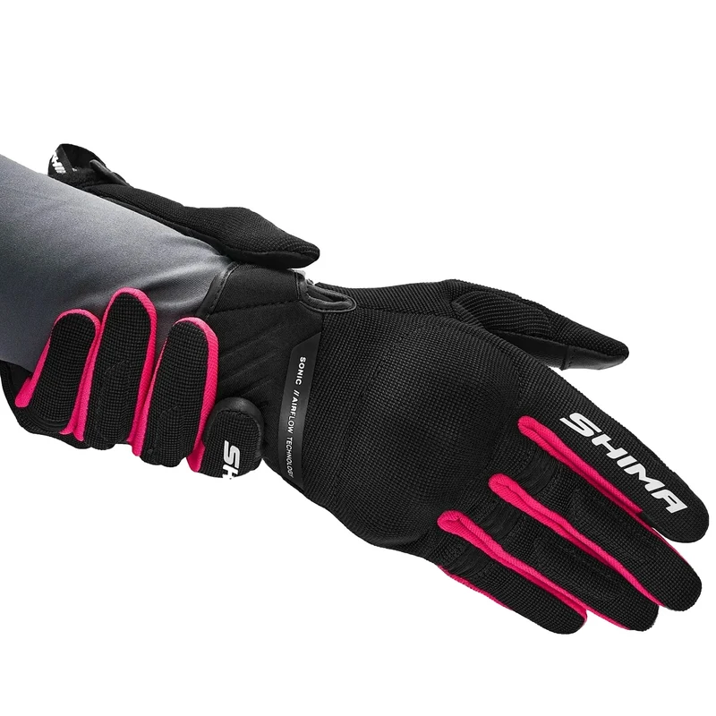 SHIMA SONIC GUANTES DE MOTO CUERO MUJER NEGRO ROSA