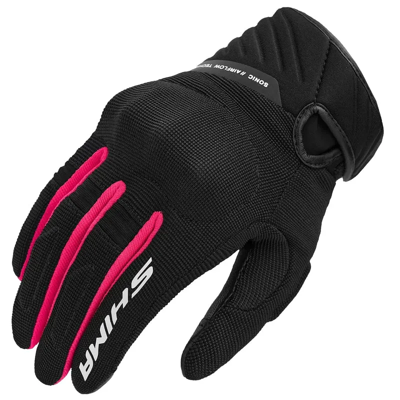 SHIMA SONIC GUANTES DE MOTO CUERO MUJER NEGRO ROSA