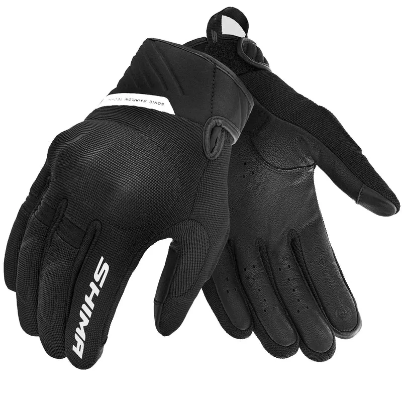 SHIMA SONIC GUANTES DE MOTO CUERO MUJER NEGRO BLANCO