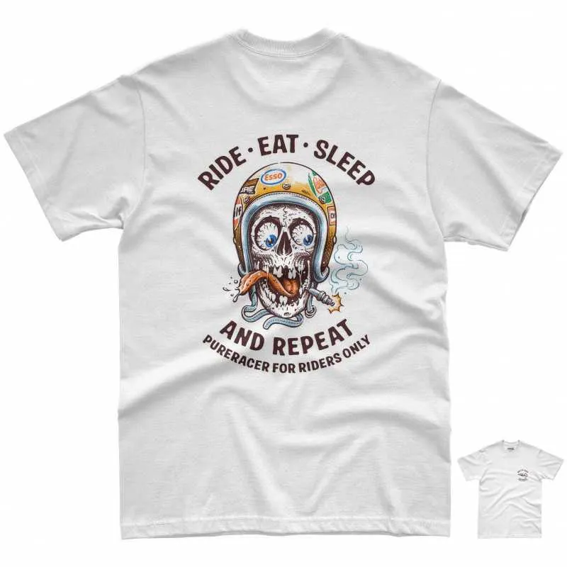 PURERACER CAMISETA RIDE-EAT-SLEEP WHITE