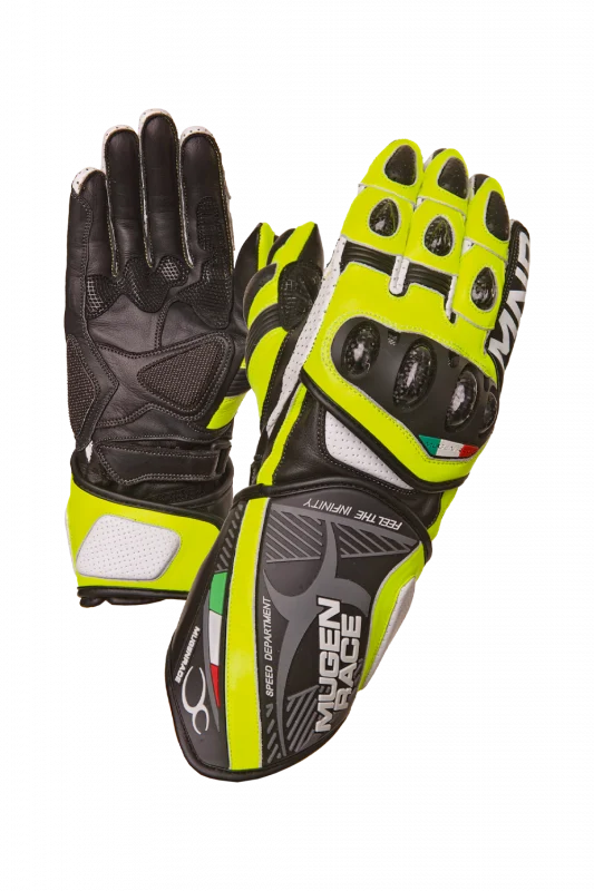 MUGENRACE NEPTUN Deportivos Moto Guantes Negro Amarillo Fluo