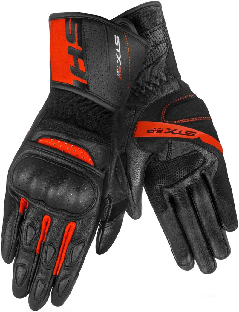 SHIMA STX 2.0 GUANTES LARGOS DE MOTO MUJER NEGRO ROJO