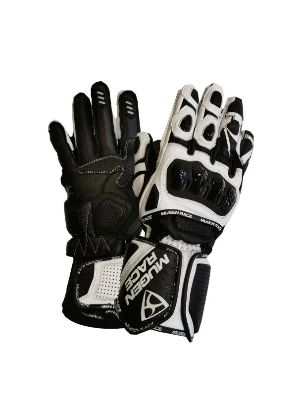 MUGENRACE CHILI Deportivos Moto Cuero Guantes Blanco Negro