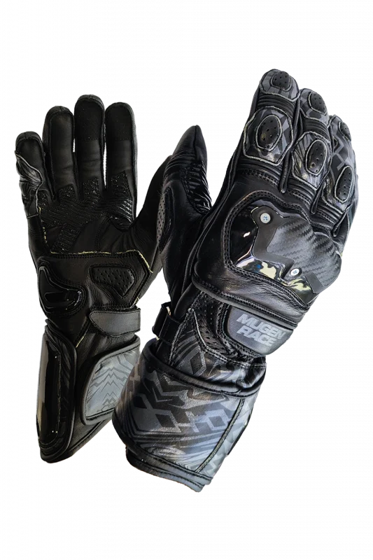 MUGENRACE 2483 MOONE SPORT Moto Cuero Guantes Blanco Negro