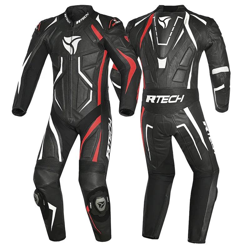 R-TECH DEFENDER GP 1 PC MONO DE MOTO NEGRO BLANCO ROJO