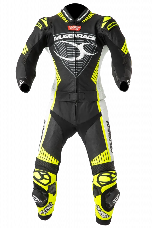 MUGENRACE MNR 1711 Impegnato Traje Piel Mujer Negro Amarillo Blanco
