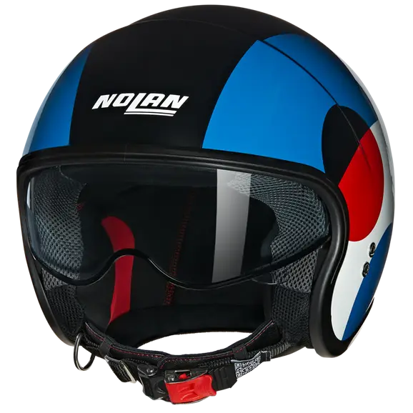 NOLAN N21 06 BICROMO 345 MINI JET CASCO NEGRO AZUL ROJO BLANCO