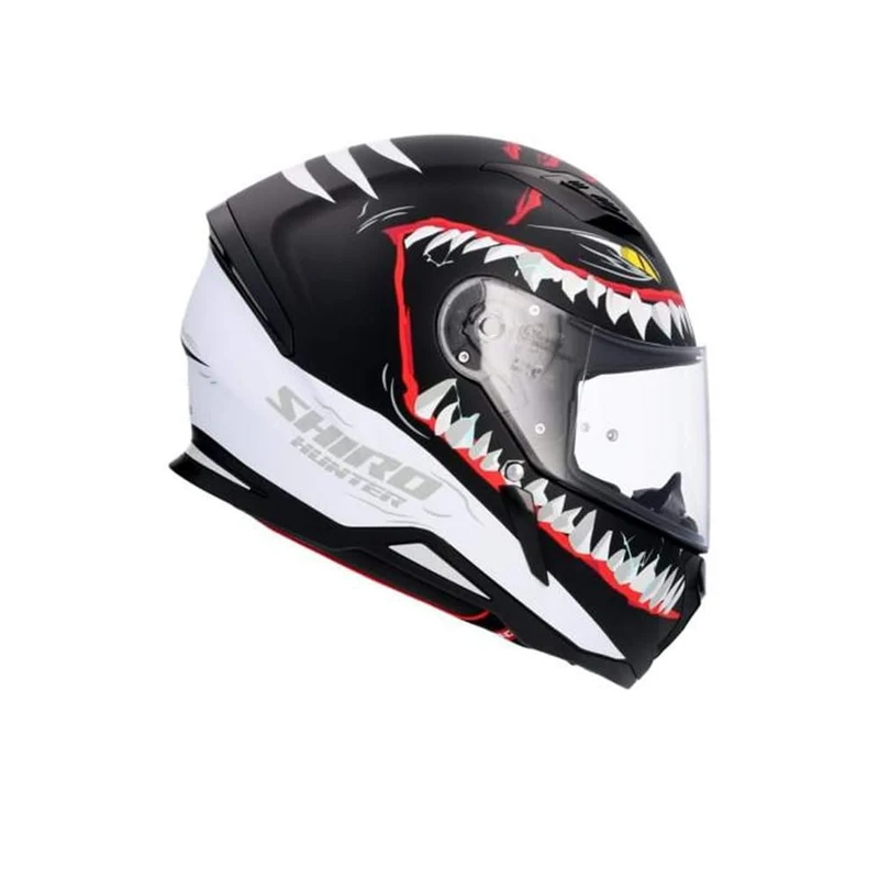 SHIRO HUNTER SHARK CASCO INTEGRAL DE MOTO NEGRO MATE