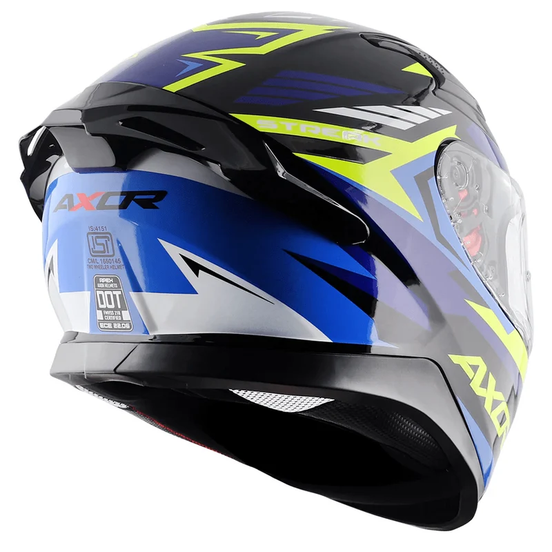 AXOR APEX STREAK CASCO INTEGRAL DE MOTO NEGRO AZUL