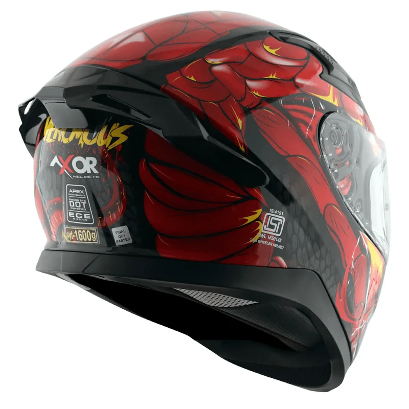 AXOR APEX VENOMOUS DV CASCO INTEGRAL DE MOTO NEGRO ROJO