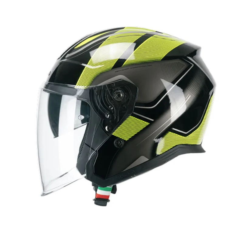CGM 136G RNA SPORT Jet Moto Casco Negro Amarillo Fluo