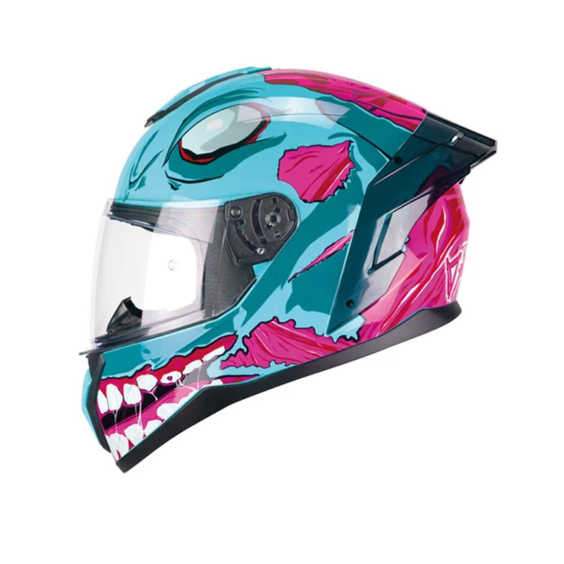 CGM 330U RIOT UNDEAD Integral Moto Casco Azul Rosa
