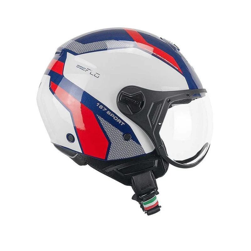 CGM 167D FLO SPORT Jet Casco De Moto Azul Blanco Rojo