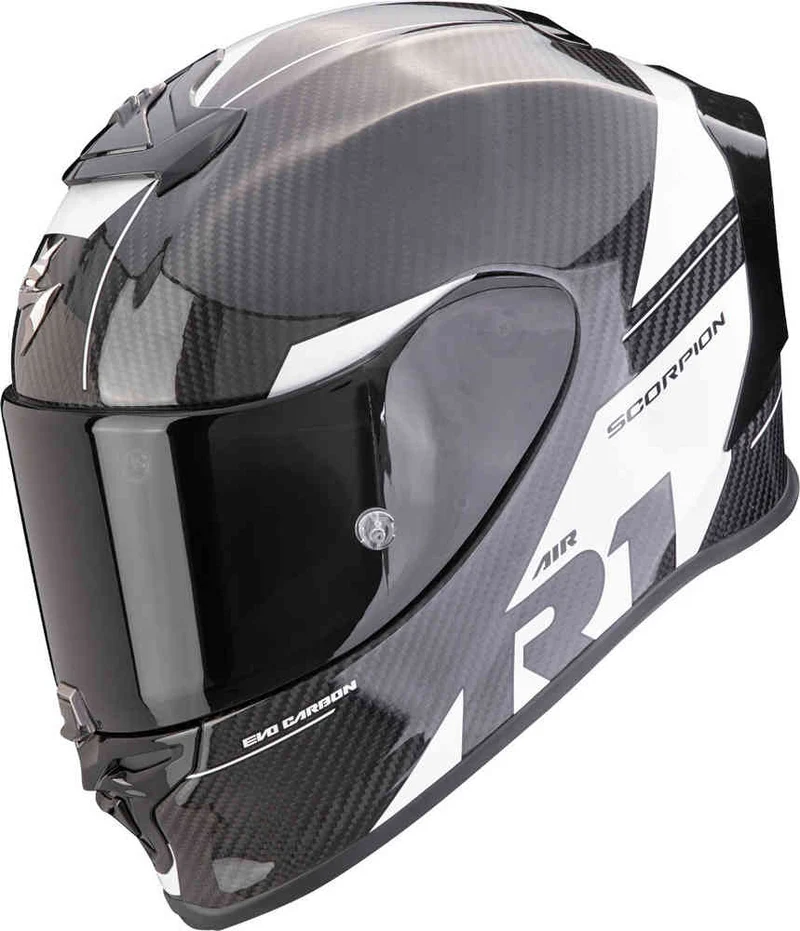 SCORPION EXO R1 EVO CARBON AIR RALLY Integral Casco Negro Blanco