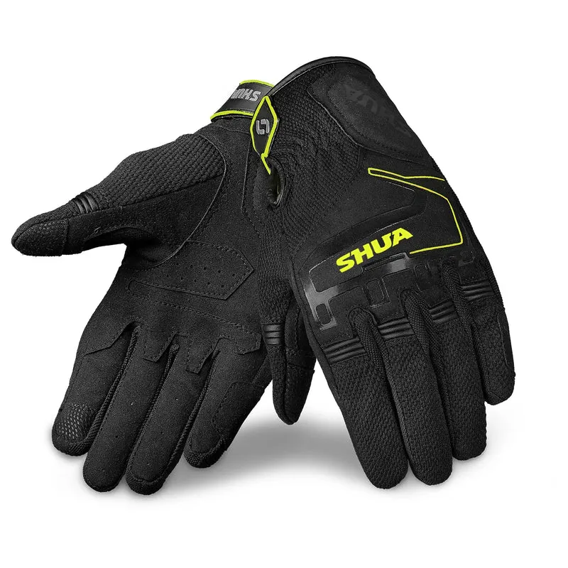 SHUA SEA BREEZE GUANTES DE MOTO DE HOMBRE NEGRO AMARILLO FLOU
