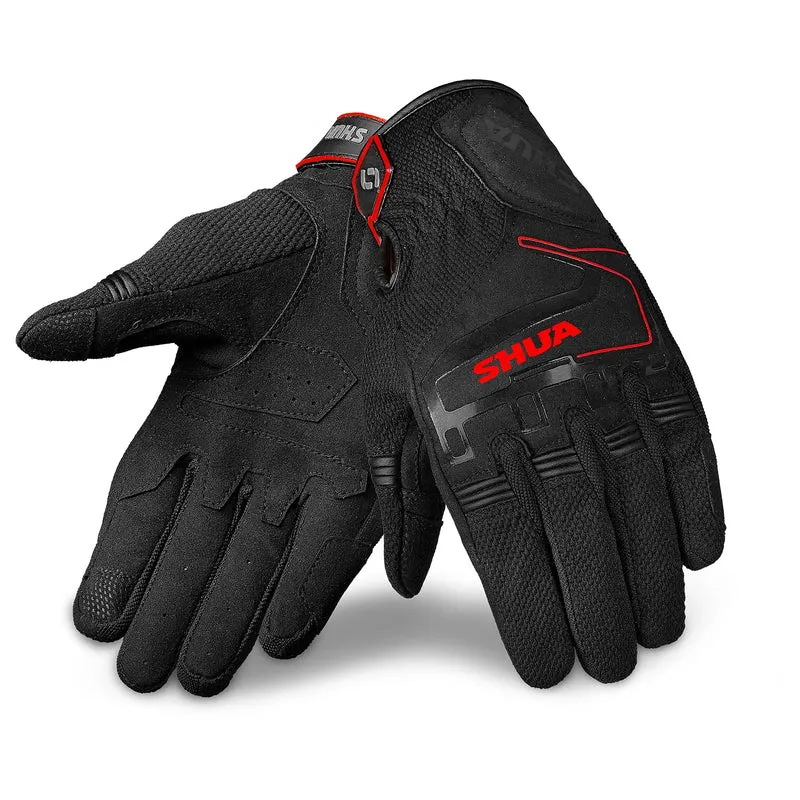 SHUA SEA BREEZE GUANTES DE MOTO DE HOMBRE NEGRO ROJO