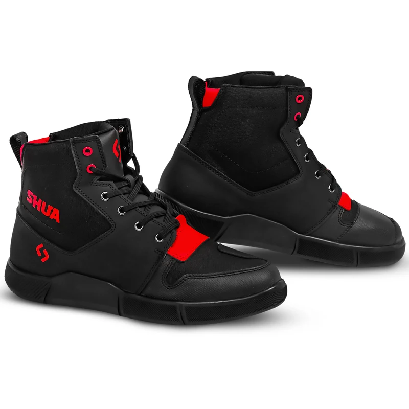 SHUA ODDIN URBANA BOTAS DE MOTO HOMBRE NEGRO ROJO