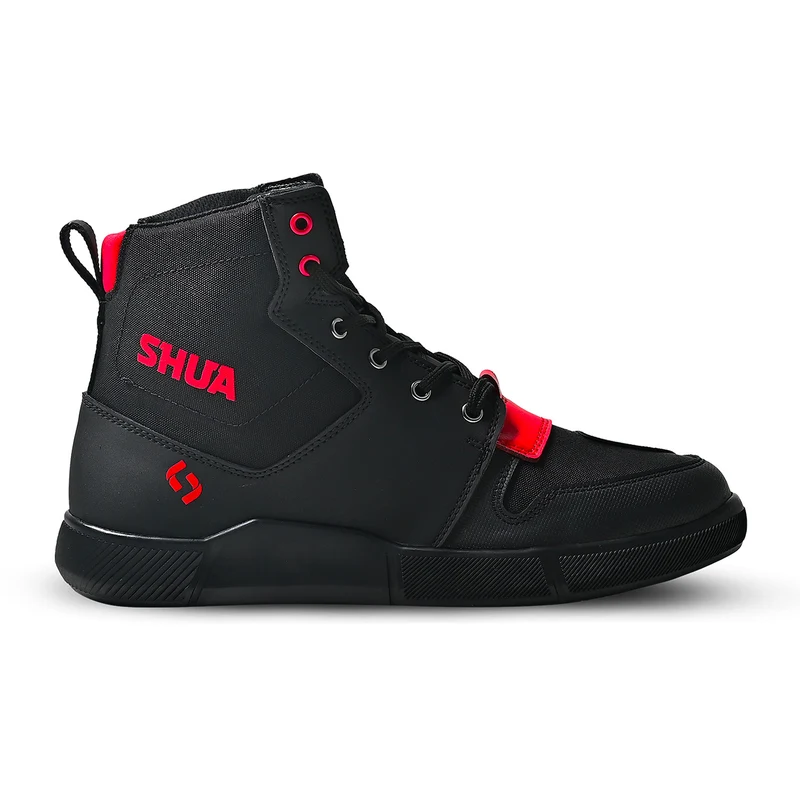 SHUA ODDIN URBANA BOTAS DE MOTO HOMBRE NEGRO ROJO