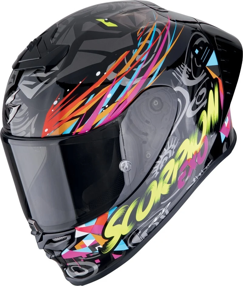 SCORPION EXO-R1 EVO AIR SAVAGE INTEGRAL CASCO Negro Azul Rosa