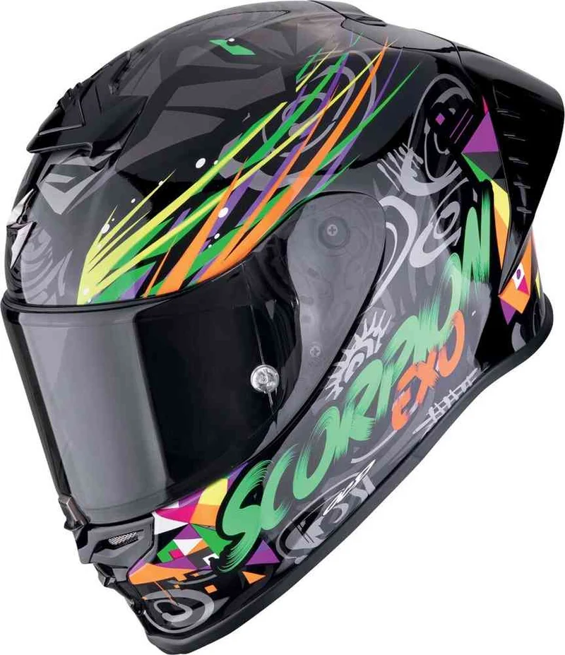 SCORPION EXO-R1 EVO AIR SAVAGE INTEGRAL CASCO Negro Verde Naranja