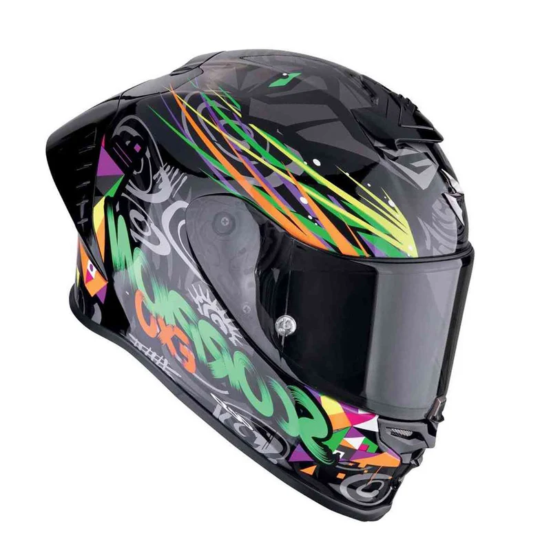 SCORPION EXO-R1 EVO AIR SAVAGE INTEGRAL CASCO Negro Verde Naranja