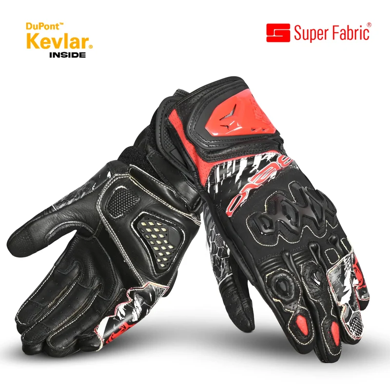 BELA ARMOUR PRO GUANTES DE MOTO NEGRO ROJO