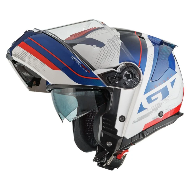 PREMIER LEGACY GT SE 13 CASCO MODULAR DE MOTO BLANCO AZUL ROJO