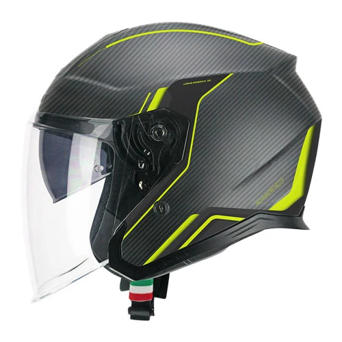 CGM 136X RNA PRO STREET JET CASCO MOTO CARBON GIALLO FLUO OPACO