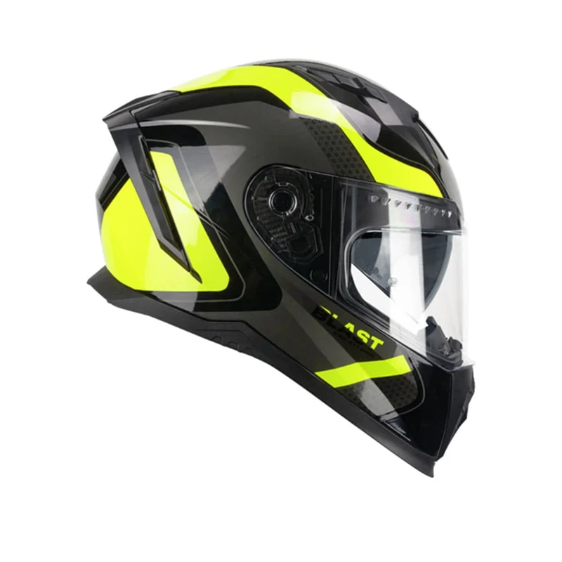 CGM 311R BLAST RACE Integral Moto Casco Negro Amarillo Fluo
