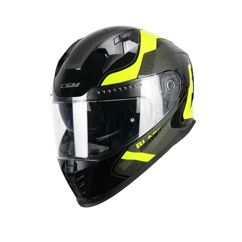 CGM 311R BLAST RACE Integral Moto Casco Negro Amarillo Fluo