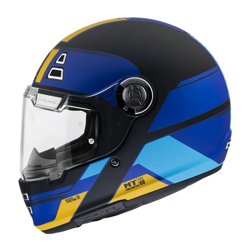 MT JARAMA 68TH INTEGRAL CASCO DE MOTO C7 NEGRO MATE AZUL DORADO