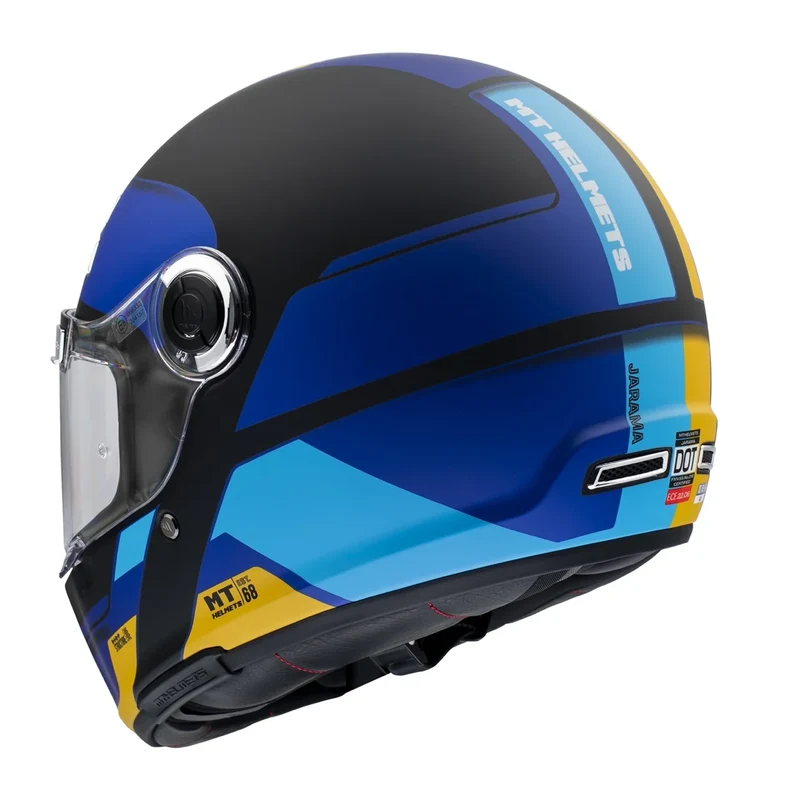MT JARAMA 68TH INTEGRAL CASCO DE MOTO C7 NEGRO MATE AZUL DORADO
