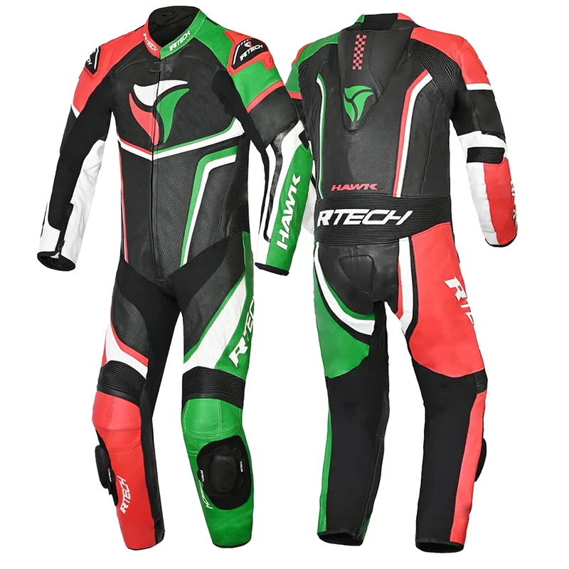 R-TECH HAWK 1 PC MONO DE MOTO NEGRO ROJO VERDE