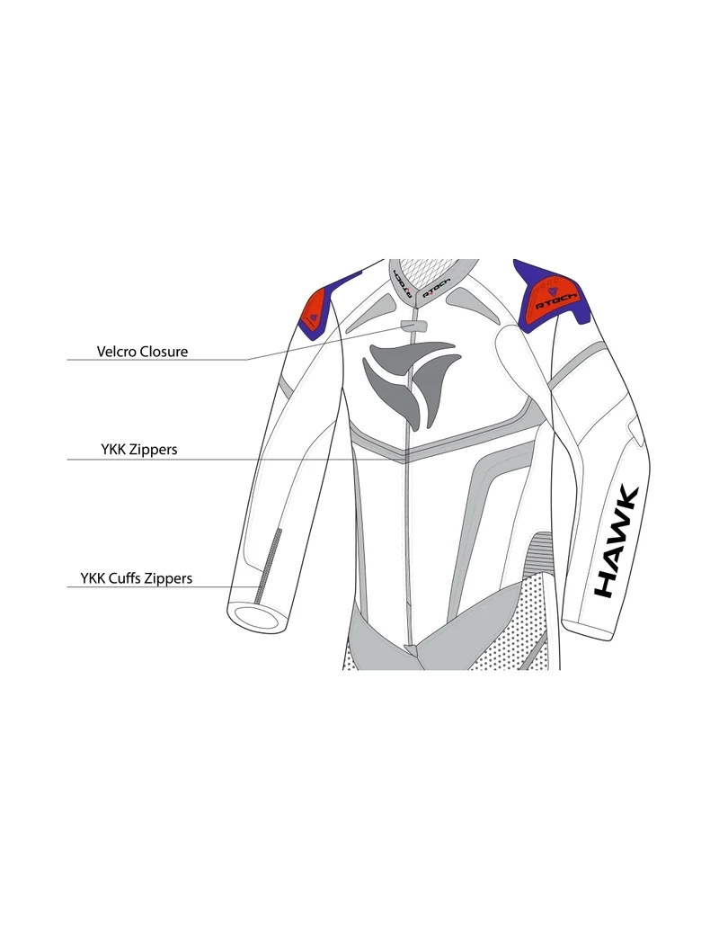 R-TECH HAWK 1 PC MONO DE MOTO NEGRO ROJO VERDE