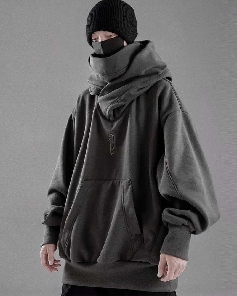 Techwear Unisex Turtleneck Scarf Mask Hoodie