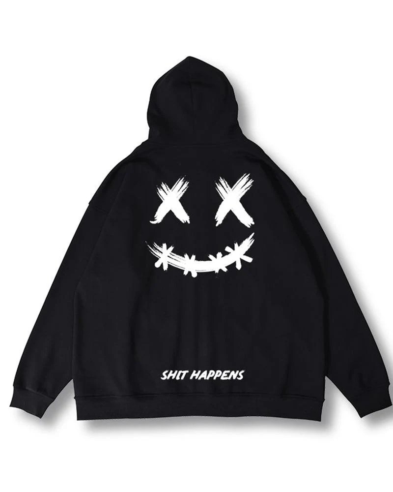 Oversize Streetwear Smiley Zip Up Hoodie