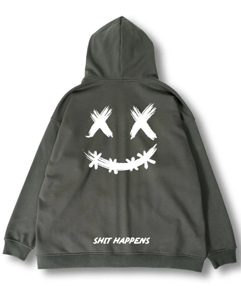 Oversize Streetwear Smiley Zip Up Hoodie