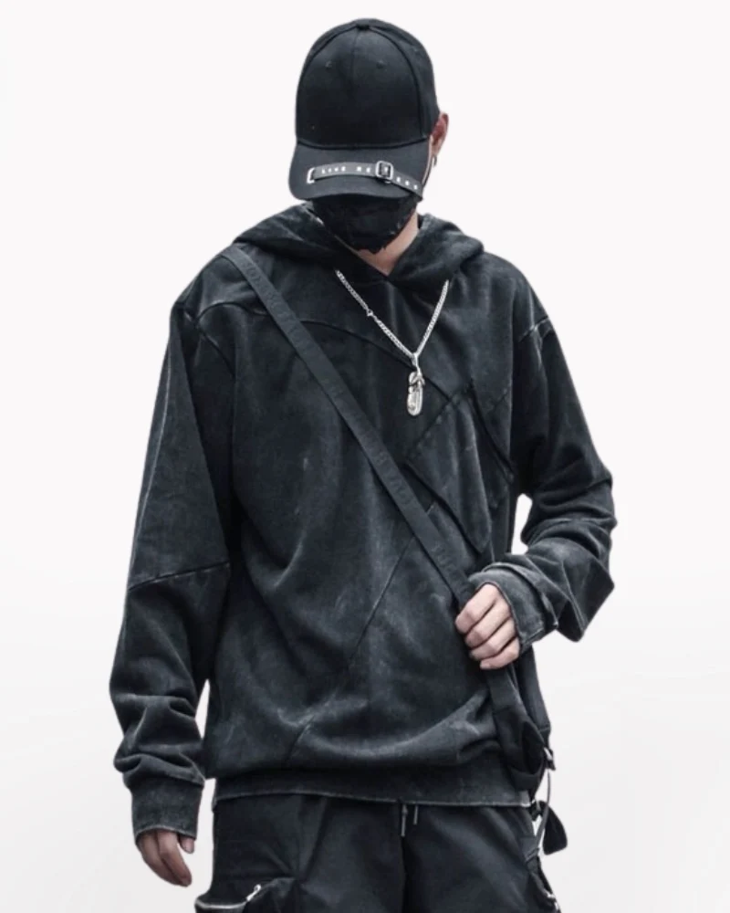Streetwear Black Denim Hoodie